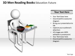3D Men Reading Books Education Future Ppt Graphics Icons