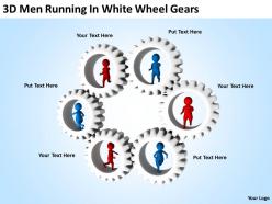 3d men running in white wheel gears ppt graphics icons powerpoint