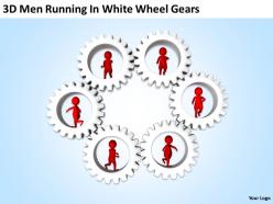 3d men running in white wheel gears ppt graphics icons powerpoint