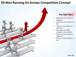 3d men running on arrows competition concept ppt graphic icon