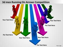 3d men running on arrows competition ppt graphic icon