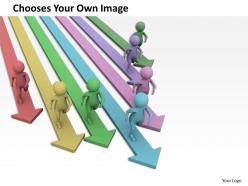 3d men running on colorful arrows competition ppt graphics icons powerpoint