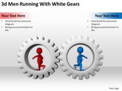 3d men running with white gears ppt graphics icons