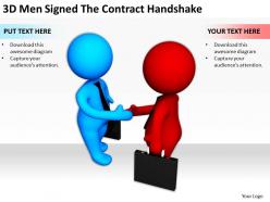 3d men signed the contract handshake ppt graphics icons powerpoint
