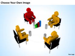 3d men siting around bar graph ppt graphics icons powerpoint