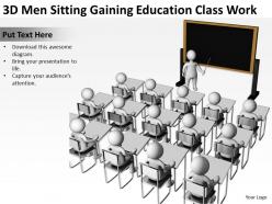 3d men sitting gaining education class work ppt graphics icons