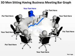 3d men sitting having business meeting bar graph ppt graphics icons