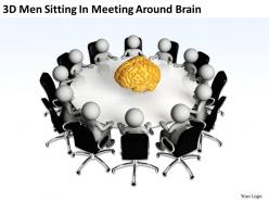 3d men sitting in meeting around brain ppt graphics icons powerpoint