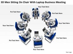 3d men sitting on chair with laptop business meeting ppt graphics icons powerpoint