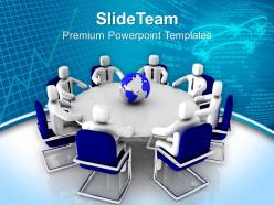 3d men sitting on round table powerpoint templates ppt backgrounds for slides 0213