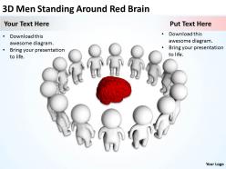 3d men standing around red brain ppt graphics icons powerpoint