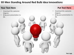 3d men standing around red bulb idea innovation ppt graphics icons