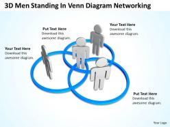 3d men standing in venn diagram networking ppt graphic icon