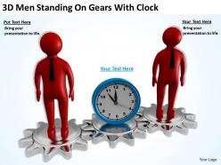 3d men standing on gears with clock ppt graphics icons powerpoint