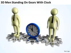 3d men standing on gears with clock ppt graphics icons powerpoint