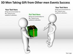 3d men taking gift from other men events success ppt graphic icon