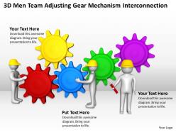 3d men team adjusting gear mechanism interconnection ppt graphics icons powerpoint 0529