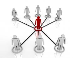 3d Men Team Connected Through Leadership Network Stock Photo