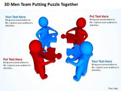 3D Men Team Putting Puzzle Together Communication Concept Ppt Graphics Icons