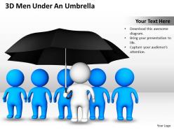 3D Men Under An Umbrella Cooperation Protection Ppt Graphics Icons
