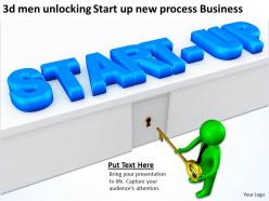 3d men unlocking start up new process business ppt graphic icon