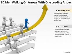 3d men walking on arrows with one leading arrow ppt graphics icons