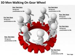 3d men walking on gear wheel ppt graphics icons powerpoint