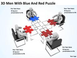 3d men with blue and red puzzle ppt graphics icons powerpoint