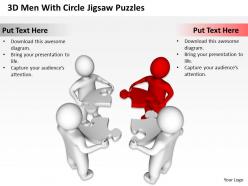 3D Men With Circle Jigsaw Puzzles Completing Business Solution Ppt Graphics Icons