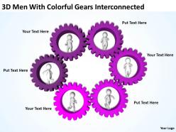 3d men with colorful gears interconnected ppt graphics icons powerpoint