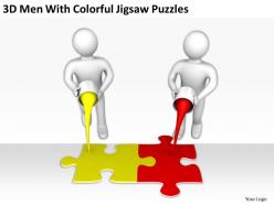 3d men with colorful jigsaw puzzles ppt graphics icons powerpoint