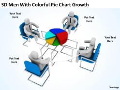 3d men with colorful pie chart growth ppt graphics icons powerpoint