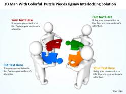3d men with colorful puzzle pieces jigsaw interlocking solution ppt graphic icon