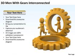 3d men with gears interconnected ppt graphics icons powerpoint