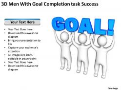 3d men with goal completion task success ppt graphic icon