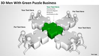 3d men with green puzzle business ppt graphics icons powerpoint