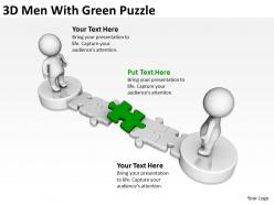 3d men with green puzzle ppt graphics icons powerpoint
