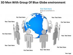 3D Men With Group Of Blue Globe environment Ppt Graphic Icon