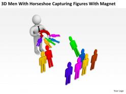 3d men with horseshoe capturing figures with magnet ppt graphics icons powerpoin