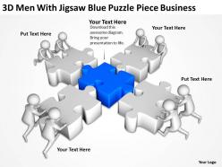 3D Men With Jigsaw Blue Puzzle Piece Business Ppt Graphics Icons Powerpoint