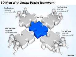3d men with jigsaw puzzle teamwork ppt graphics icons powerpoint