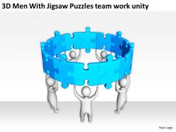 3d men with jigsaw puzzles team work unity ppt graphics icons