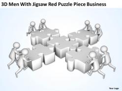 3d men with jigsaw red puzzle piece business ppt graphics icons powerpoint