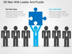 3d men with leader and puzzle flat powerpoint design