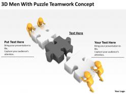 3d men with puzzle teamwork concept ppt graphics icons powerpoint