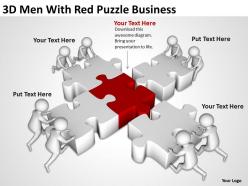 3d men with red puzzle business ppt graphics icons powerpoint