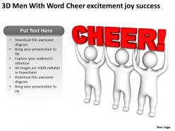 3d men with word cheer excitement joy success ppt graphic icon