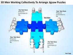 3D Men Working Collectively To Arrange Jigsaw Puzzles Ppt Graphics Icons Powerpoint