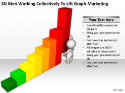 3d men working collectively to lift graph marketing ppt graphics icons powerpoint