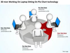3D men Working On Laptop Sitting On Pie Chart technology Ppt Graphic Icon